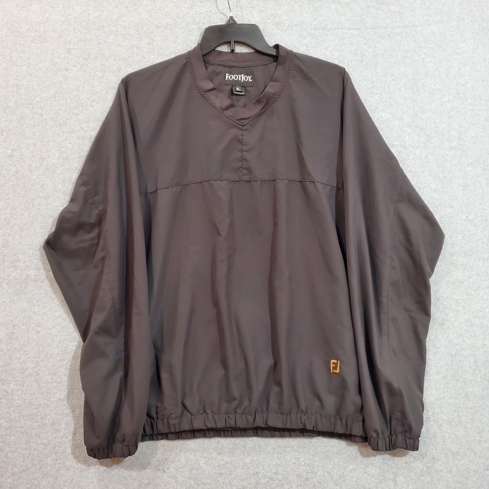 FootJoy Men's V-Neck Pullover Windbreaker XL Black Golf Jacket Embroidered Logo‎